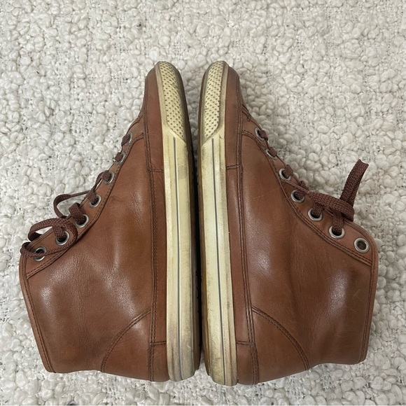 Ecco Brown Tan Leather High Top Sneakers 7.5 - Picture 7 of 8
